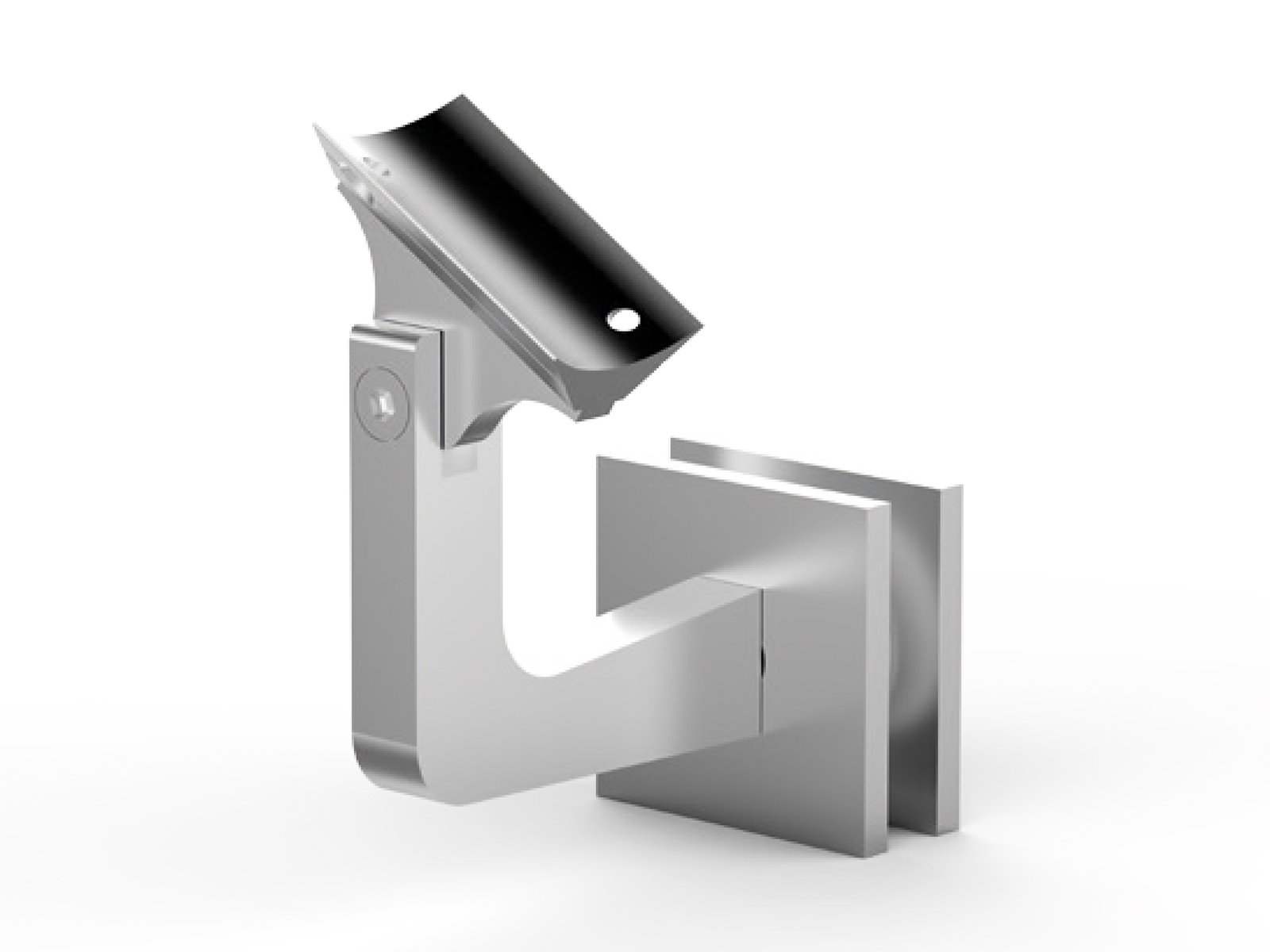 SQUARE GLASS ''L'' SIDE CONNECTOR-(Ø50)