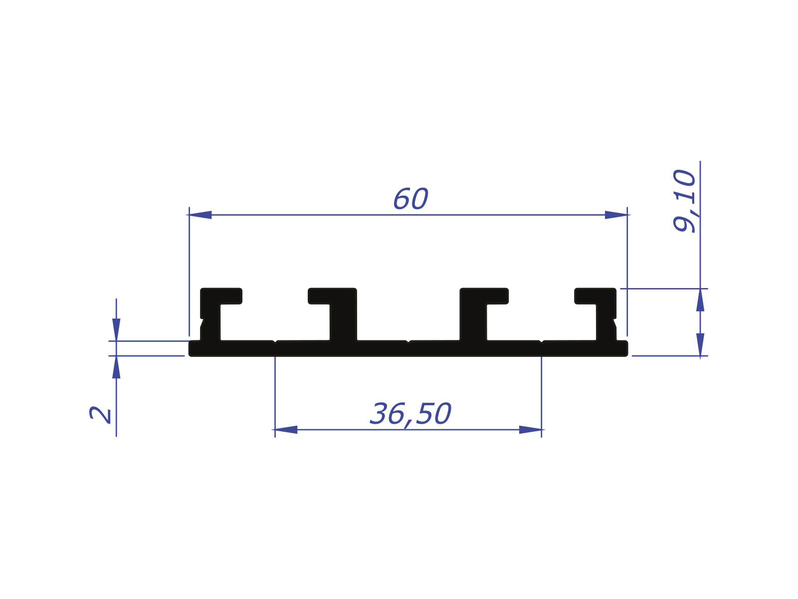 HORIZONTAL CONNECTOR PROFILE - LENGTH