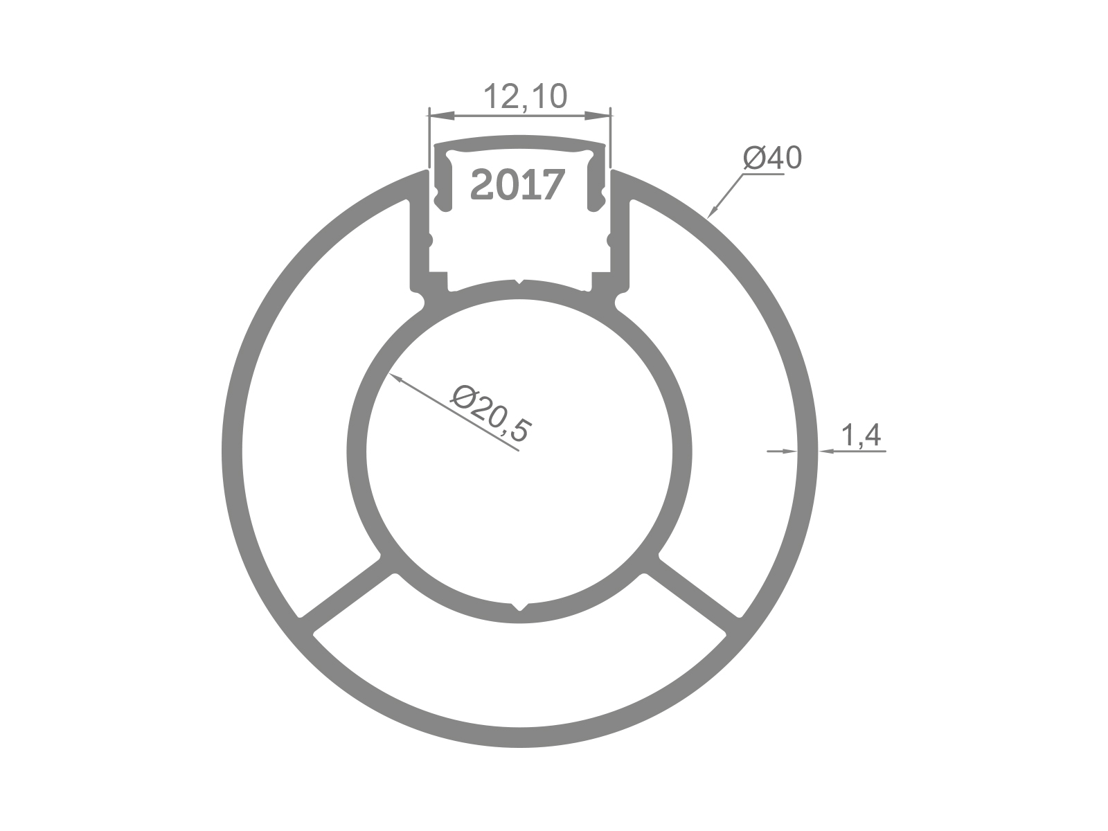 40X1,4MM ONE CHANNEL PROFILE - LENGTH