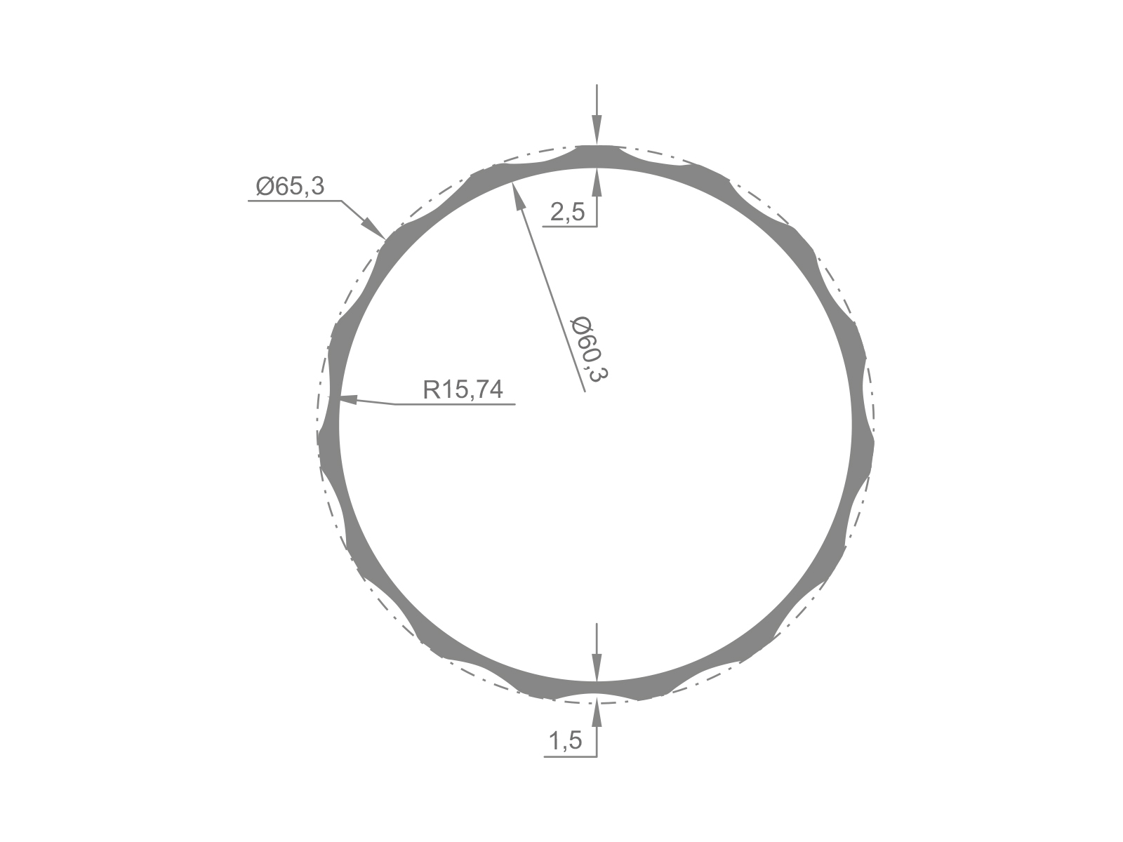65,3  ROUND PROFILE - LENGTH