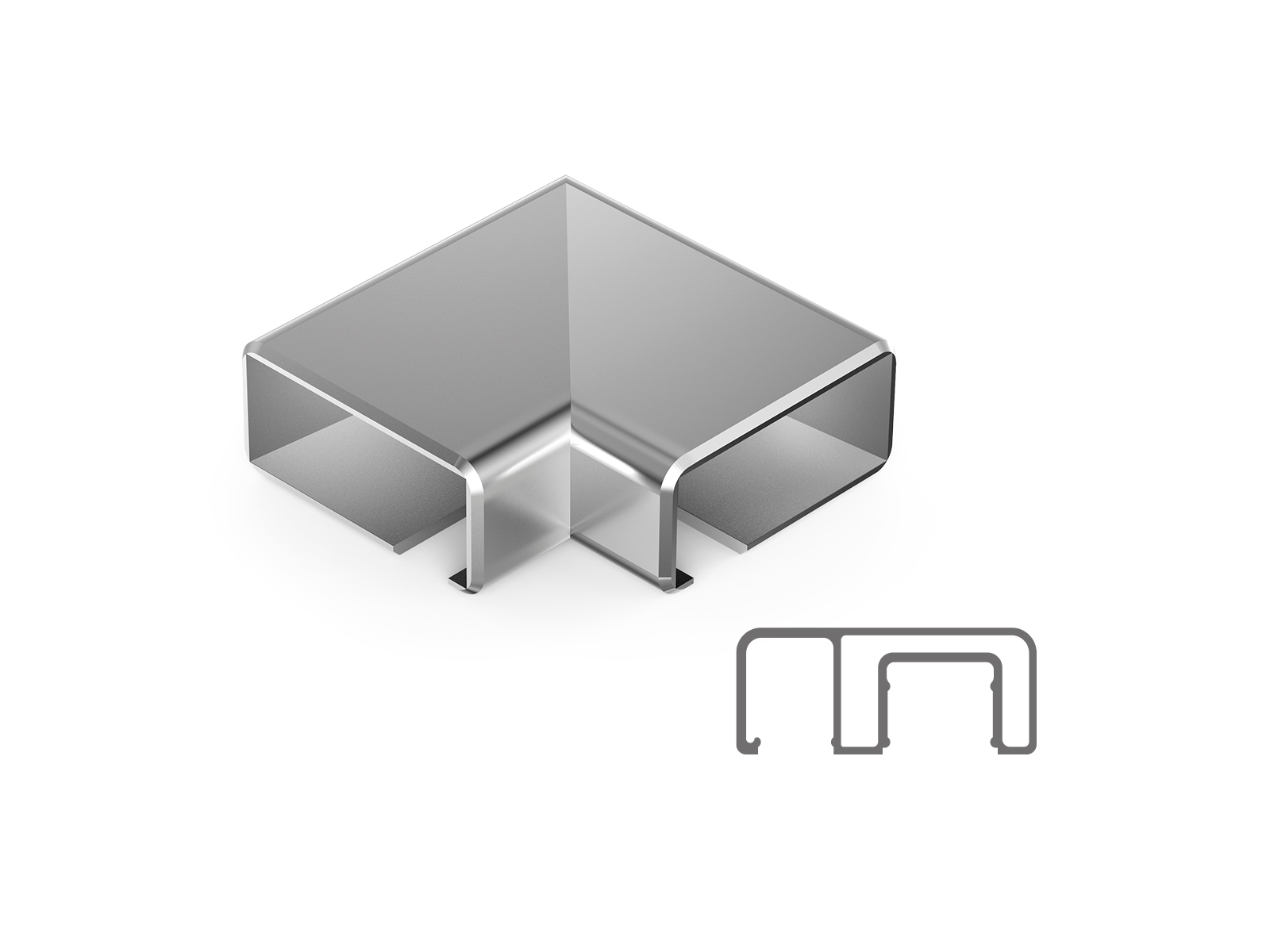 60X25 MM SQUARE 90° (INSIDE CHANNEL)