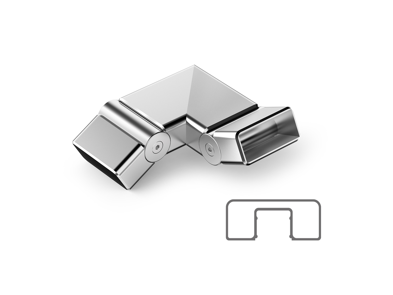 60X25 MM SQUARE ELBOW WITH BOTH SIDE MOVING