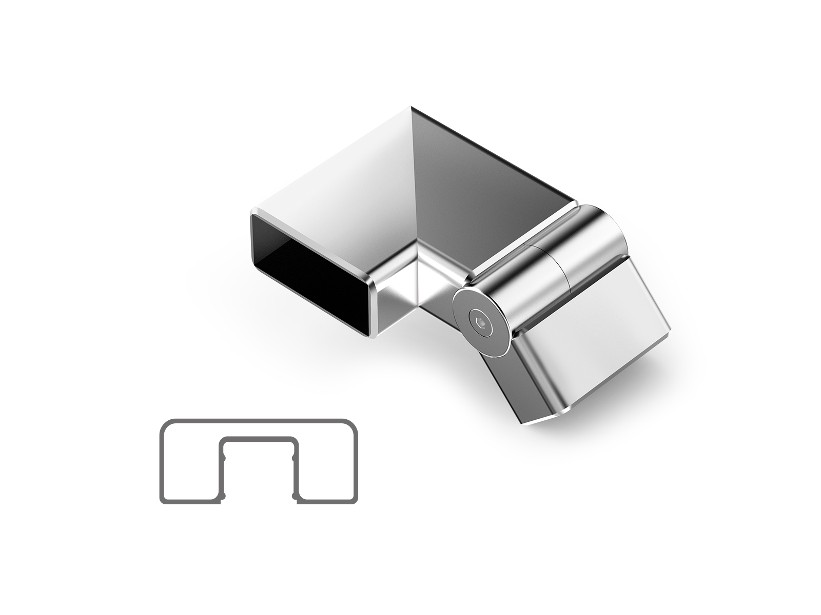 60X25 MM SQUARE ELBOW WITH ONE SIDE MOVING