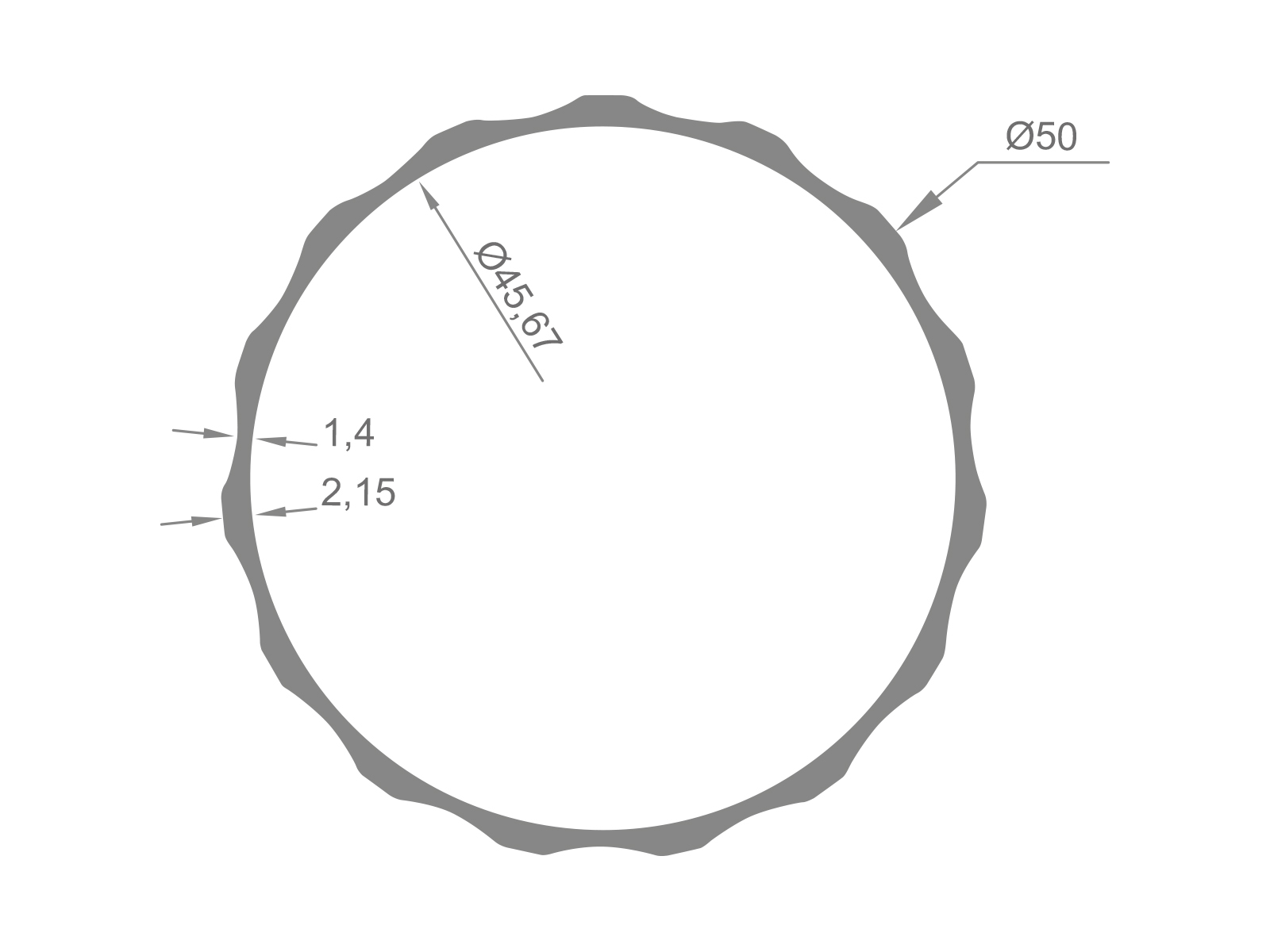 45,67  ROUND PROFILE - LENGTH