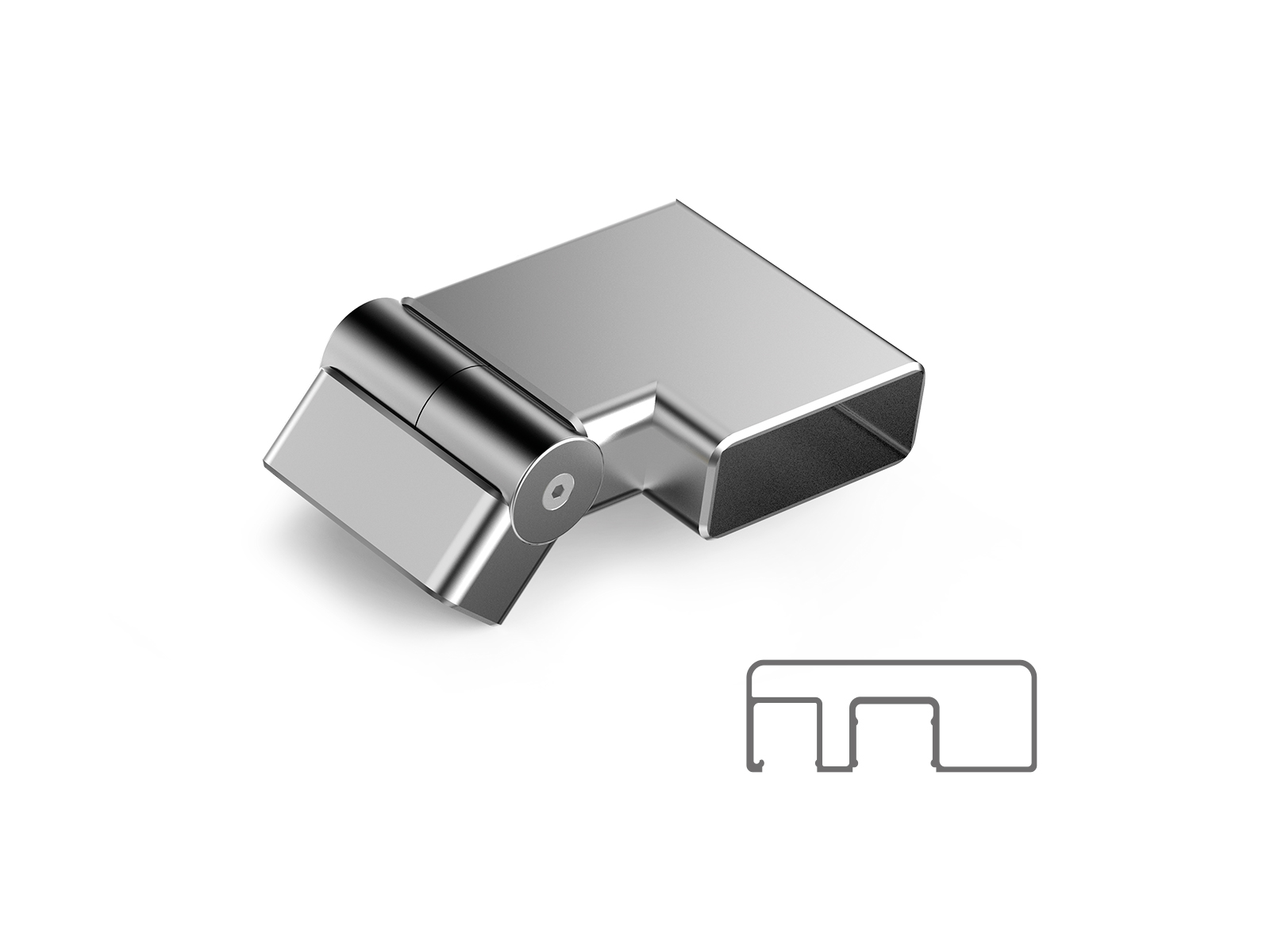 80X30 MM SQUARE ELBOW WITH ONE SIDE MOVING