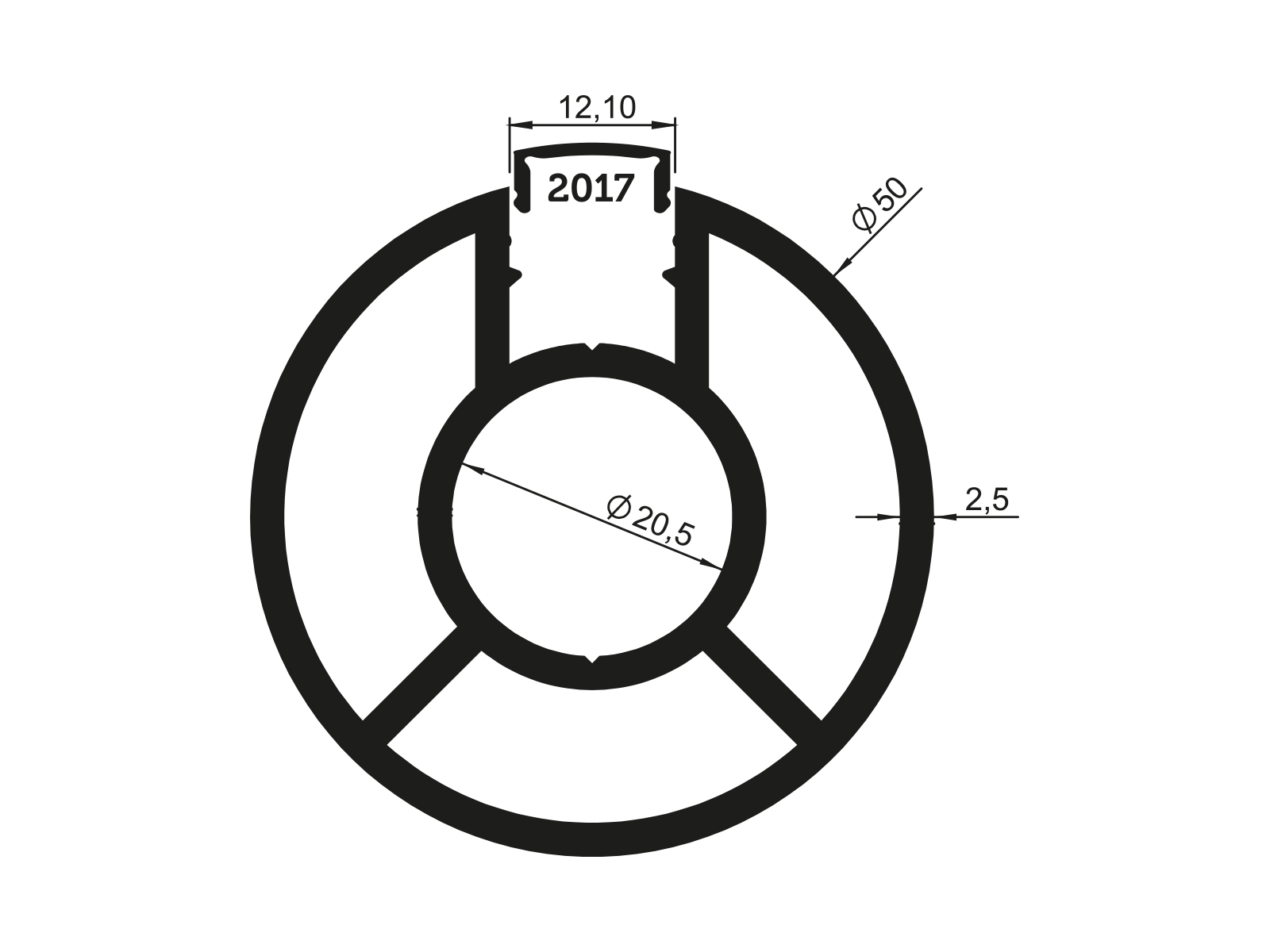 50  ONE SIDED GLASS HOLDER - LENGTH