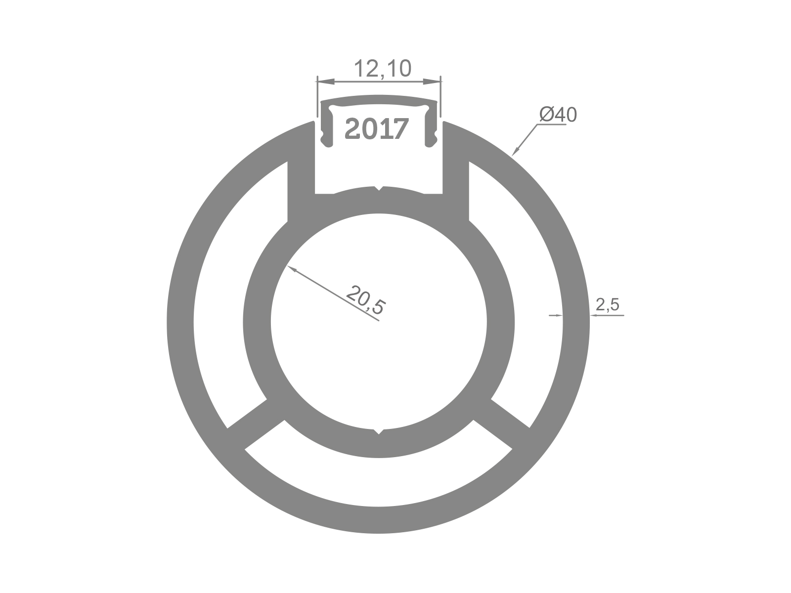 40X3 ONE CHANNEL PROFILE - LENGTH