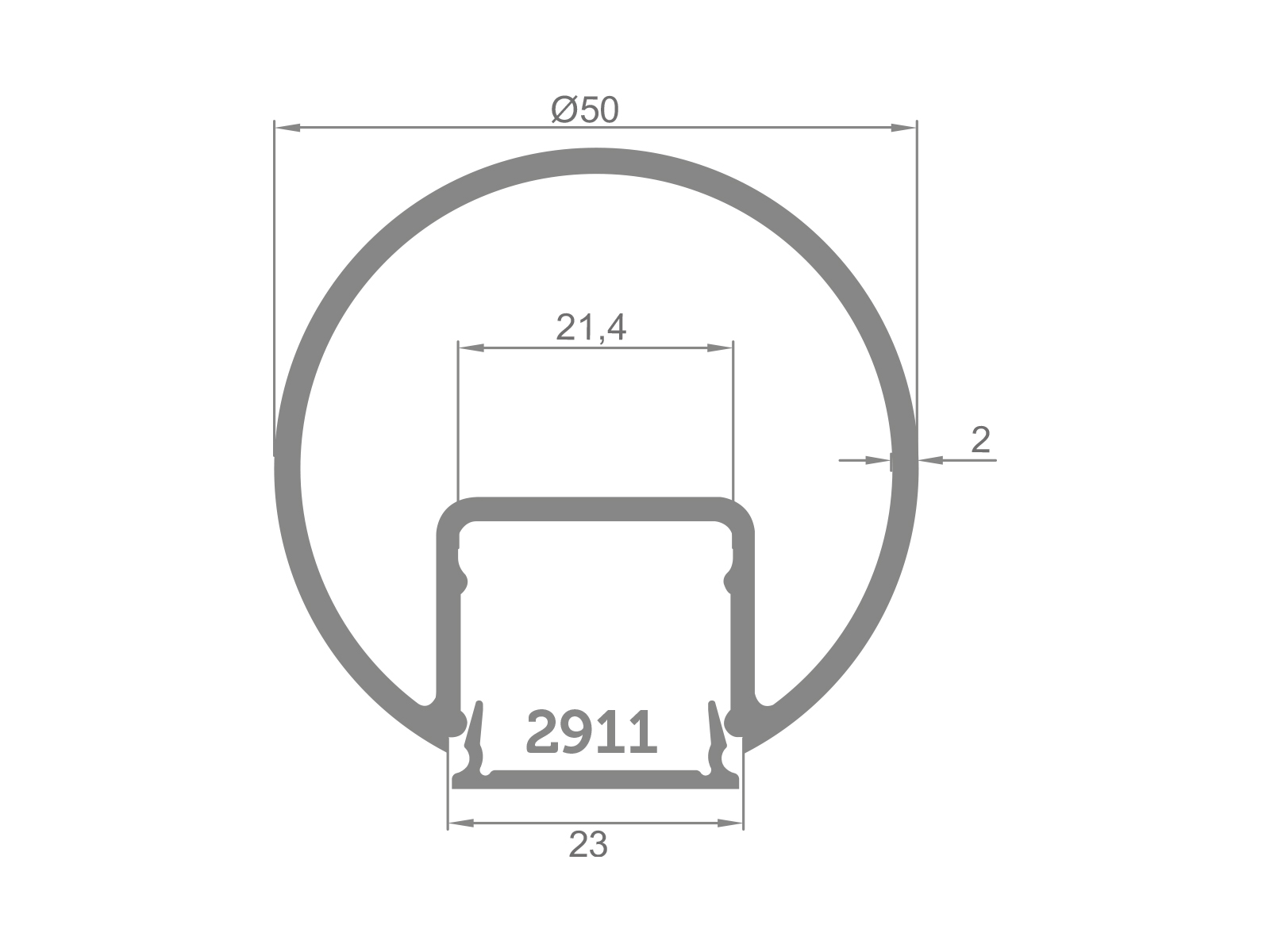 50  GLASS COVER PROFILE FOR TOP - LENGTH