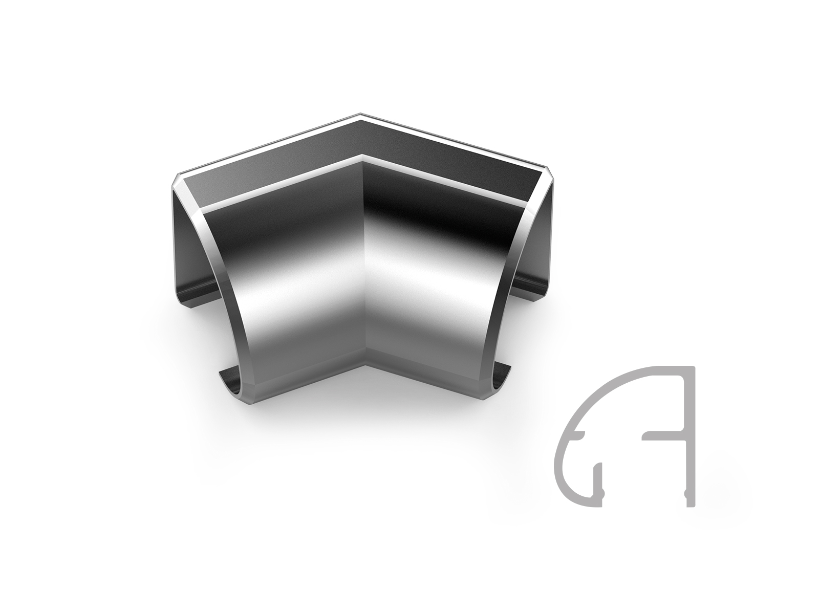 ELLIPTIC GLASS HOLDER ELBOW 45° (REVERSE CHANNEL)