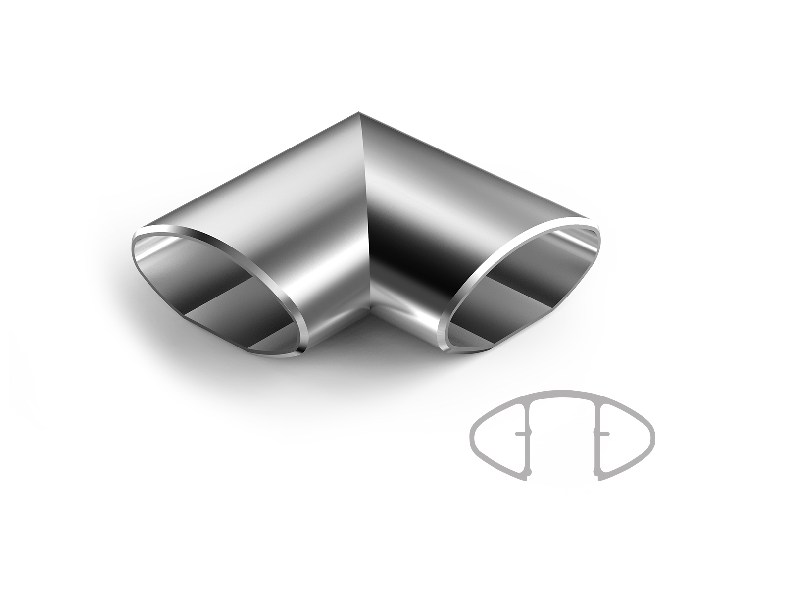 ELLIPTIC 60X25 ELBOW 90° (WITHOUT CHANNEL)