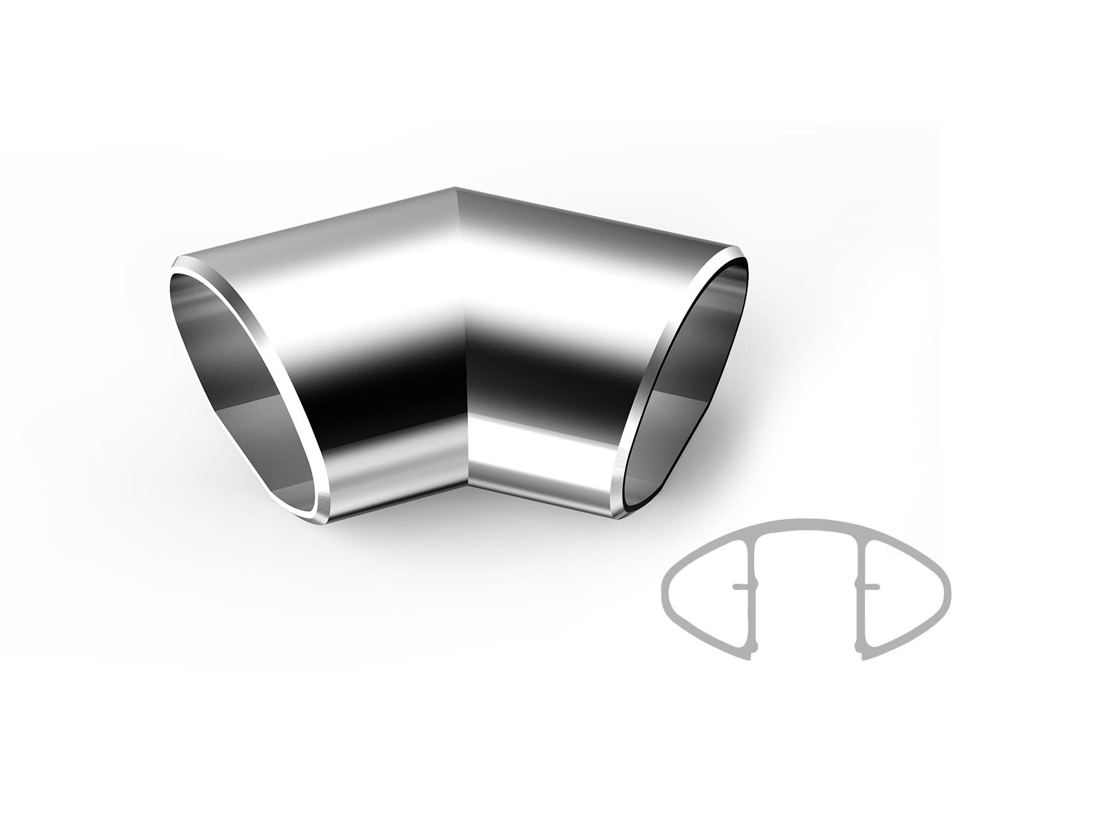 ELLIPTIC 60X25 ELBOW 45° (WITHOUT CHANNEL)