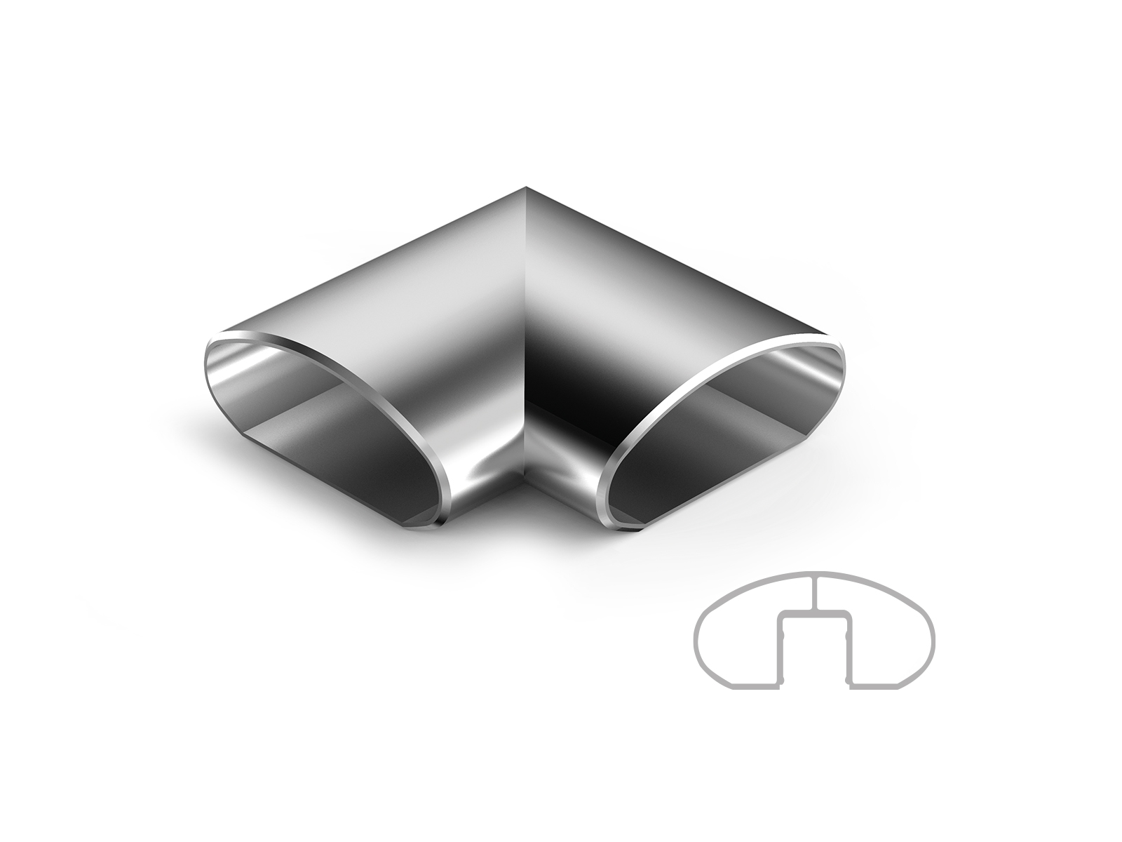 ELLIPTIC 80X30 ELBOW 90° (WITHOUT CHANNEL)