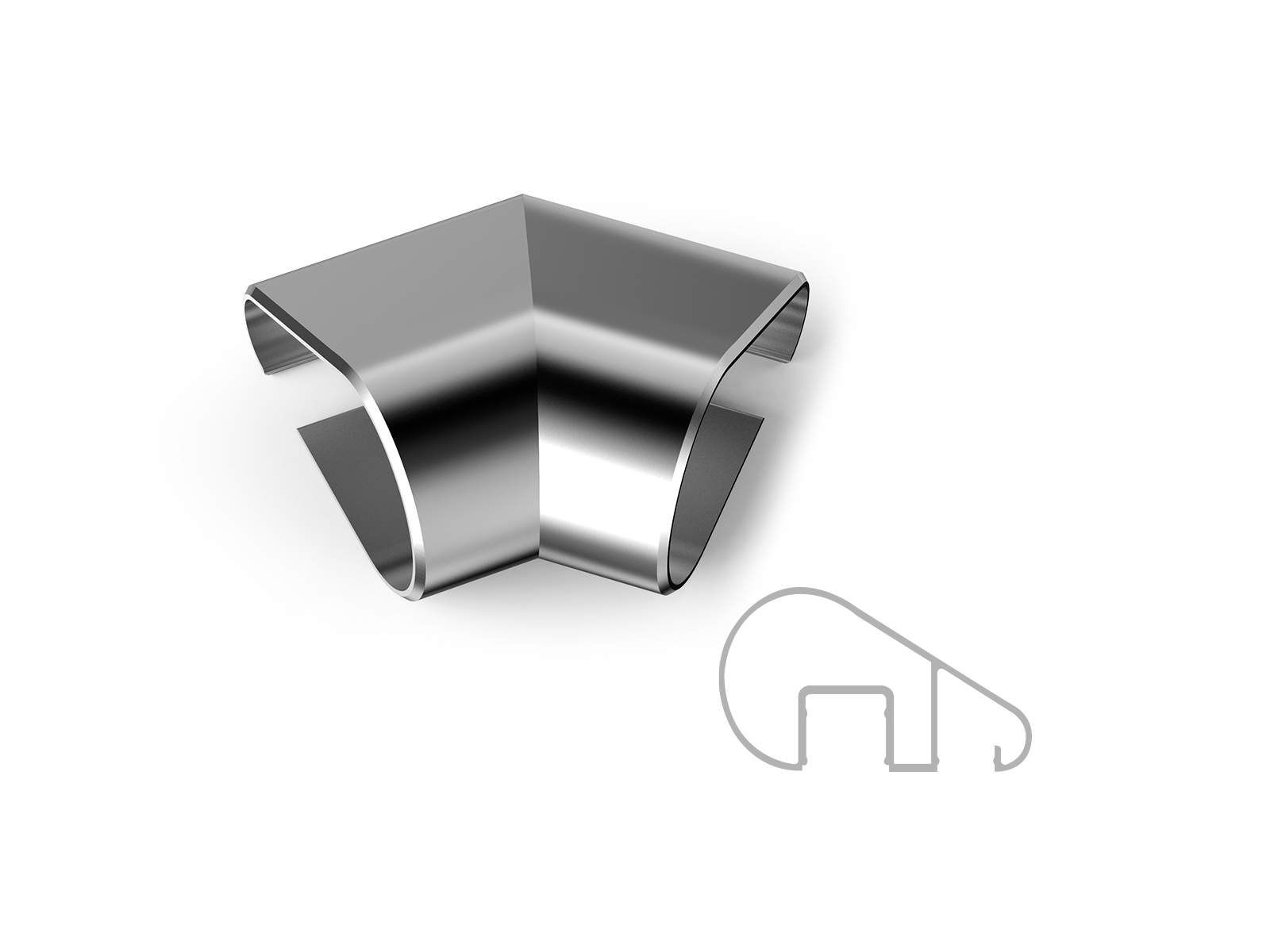 ELLIPTIC PEAR ELBOW 45° (OUTSIDE CHANNEL)