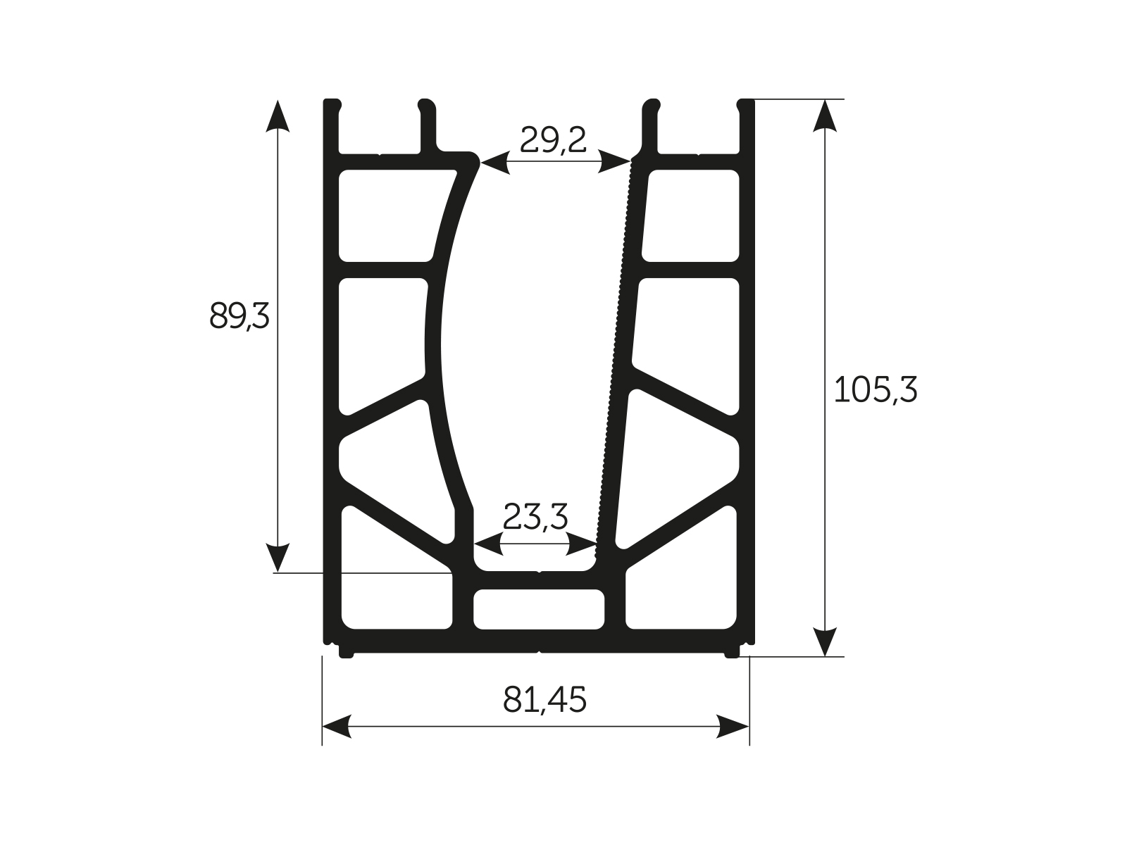A51 GLASS BASE PROFILE - LENGTH