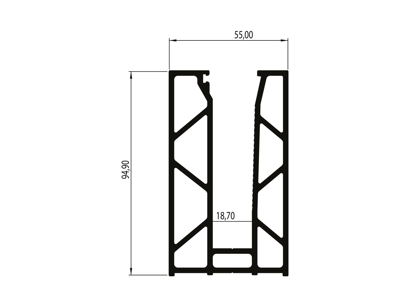 A52 GLASS BASE PROFILE - LENGTH