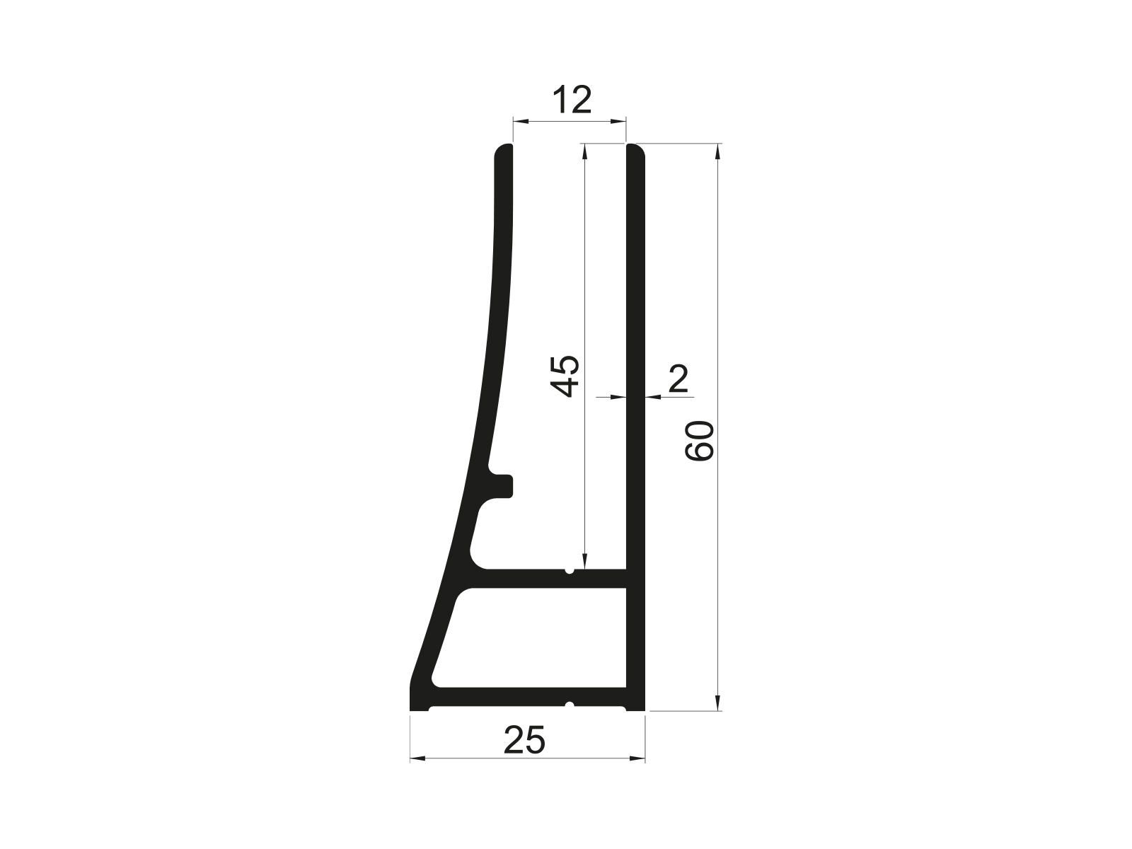 25X60 GLASS HOLDER - LENGTH