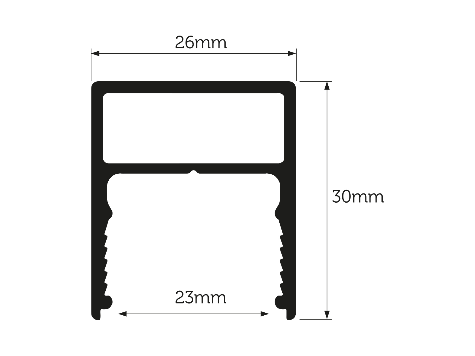 26 X 30 MM U PROFILE FOR TOP OF GLASS-KG